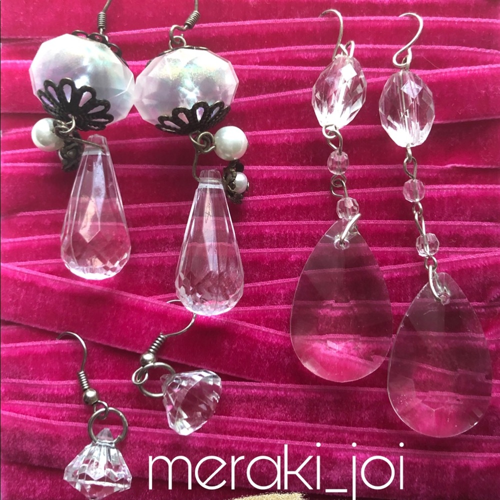 Faceted faux Crystal Dangle Earrings Lot